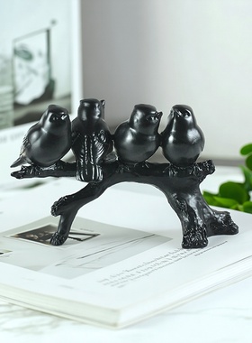 北欧风格抽象哑光黑色动物装饰品