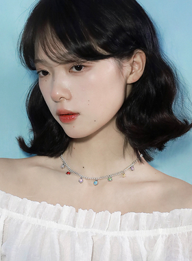 西迟水钻合金女彩色项链