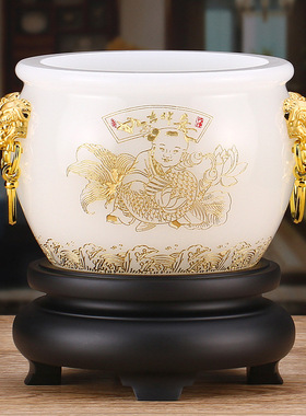 桌面琉璃聚宝盆招财盆工艺品办公摆件旺宅客厅家居装饰品开业