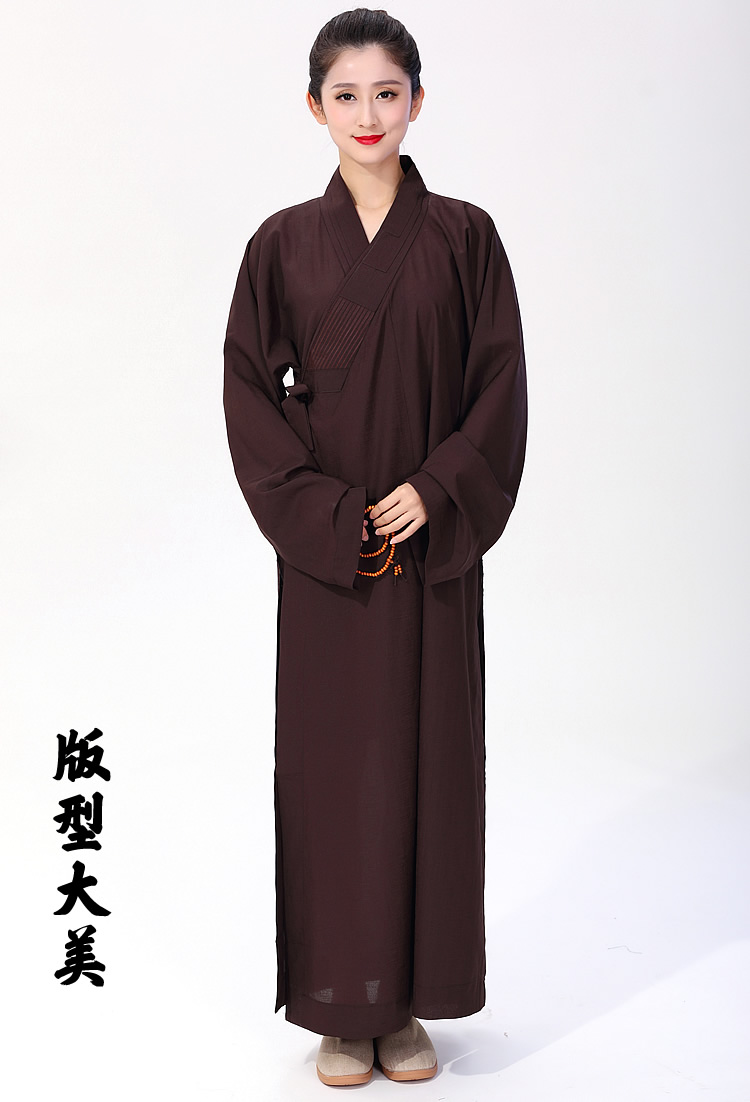 男女海青居士服高档台麻不透明小袖海清僧衣服禅修服春夏秋季透气 - 图1