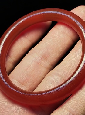 乡村小口径老红玛瑙磨砂玛瑙手镯圆条民族风本命年镯子女小款手环