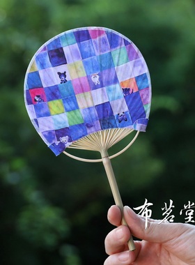 和风花布日式团扇布茗堂