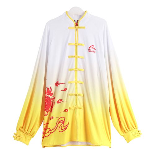 新品渐变色男太极服牛奶x丝表演服中国龙烫钻比赛服女春夏季练 - 图1
