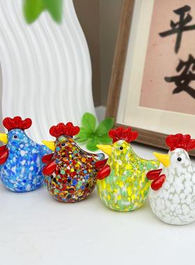 客厅办公室手工琉璃公鸡装饰摆件