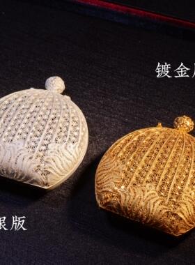 国礼传承925银镀金纯手工细金花丝开盒香包香囊香包项坠