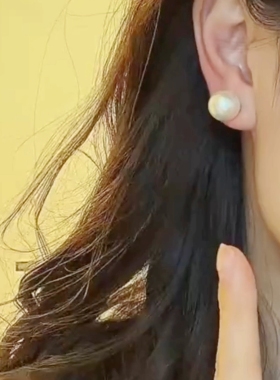 法式轻奢无耳洞正圆白无耳洞耳夹