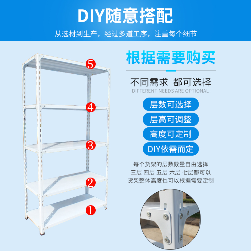 货架置物架多层家用厨房仓储库房货架自由组合超市铁架子多功能架-图2