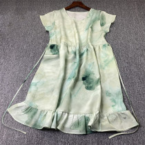 155-yard child girl girl true silk doll skirt short sleeve one-piece dress sauna silk dress LYQA