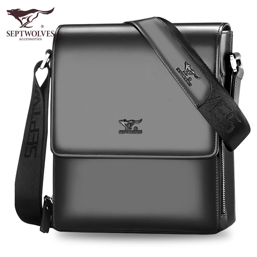 七匹狼男包单肩斜挎包真皮背包公文 牵柏箱包男士包袋