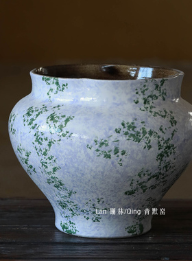 景德镇新中式陶瓷花盆彩绘蝴蝶兰