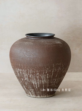 景德镇手工粗陶复古落地花瓶大号