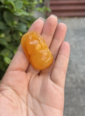 天然二代蜜蜡雕刻葫芦摆件老蜜蜡招财风水家居装饰品吊坠配件diy