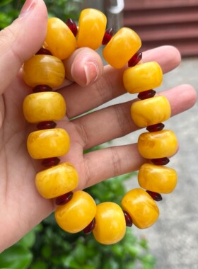 天然二代蜜蜡手串男女款琥珀手链花蜡隔珠佛珠diy手串配饰配件49
