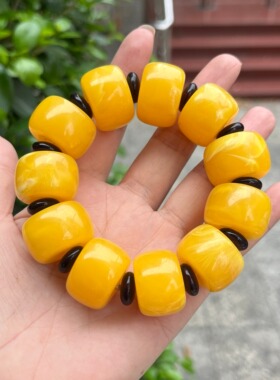 天然二代蜜蜡手串男女同款黄色琥珀手链手把件盘珠diy配饰47