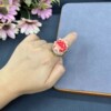 Shell powder pressed peony flower three-piece set high-end elegant full diamond design jewelry necklace earrings ring for women