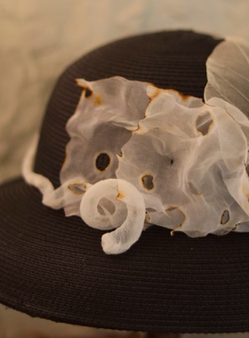 Bonheur【灼华】手工植物染真丝造花 凹檐显瘦手工法式复古盆帽