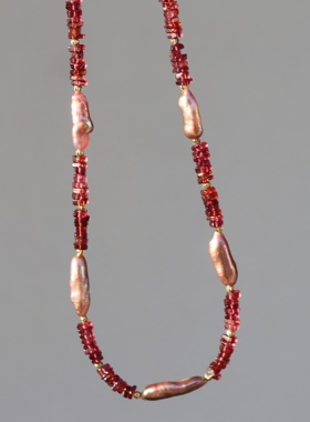 Bonheur-虹系列天然石榴石项链度假风时尚ins风格多用链