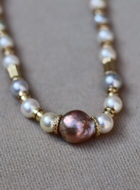 Bonheur 云影颂晚系列天然海水真多麻澳白Ak珍珠项链设计师原创