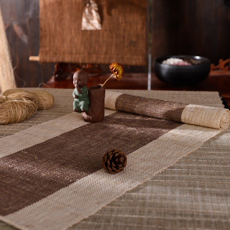 日式禅意复古麻布艺茶席 禅意苎麻布茶旗 复古手工夏布桌旗包邮,淘宝优惠券,粉丝福利购,淘宝优惠卷