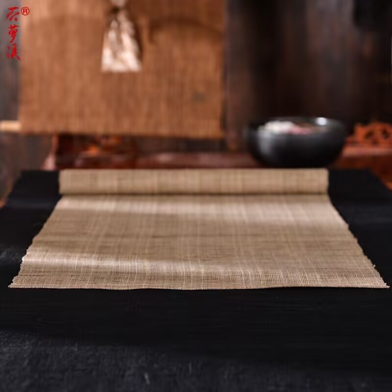 中式手工干泡茶席布麻类桌布浅棕色现代装饰禅意茶席 苎麻茶垫