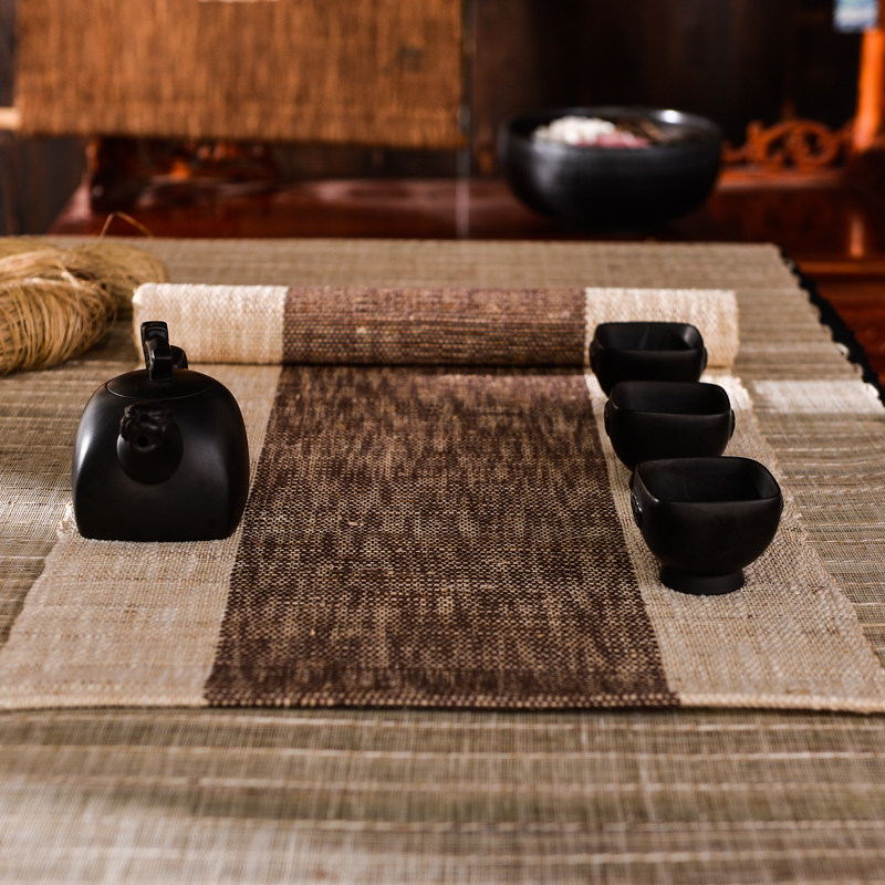 日式禅意复古麻布艺茶席 禅意苎麻布茶旗 复古手工夏布桌旗包邮,淘宝优惠券,粉丝福利购,淘宝优惠卷