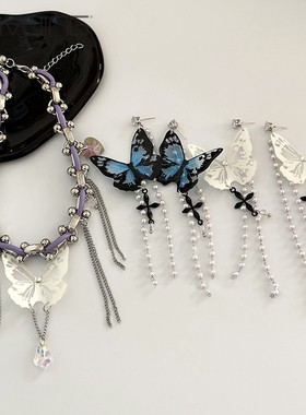 小众款多层大蝴蝶夸张项链皮质