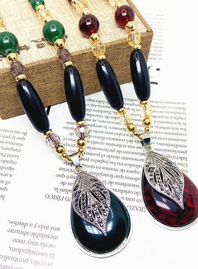 复古猫眼水滴毛衣链女长款民族风项链简约百搭配饰时尚网红配饰