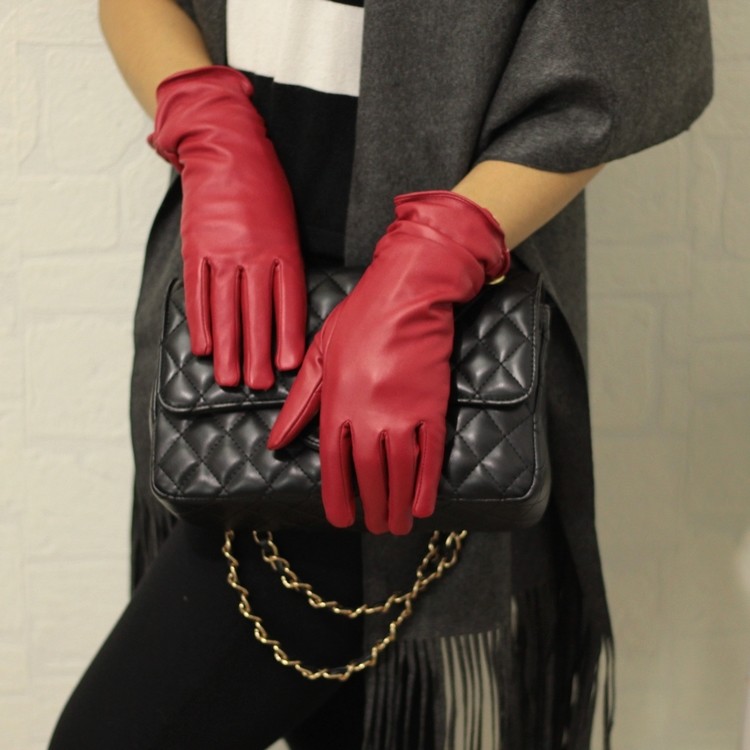 皮手套女冬加绒加厚防寒骑车户外保暖手套PU简约百搭手套皱褶气质,淘宝优惠券,粉丝福利购,淘宝优惠卷