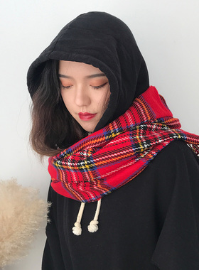 契约饰界红绿色格子围巾女冬季仿羊绒情侣保暖披肩新年圣诞节礼物