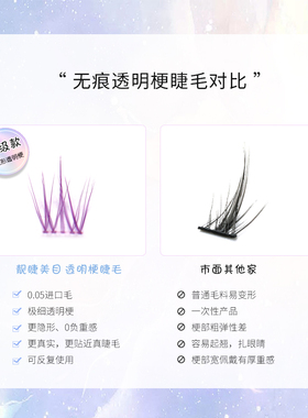 太阳花紫色透明梗 分段式嫁接假睫毛柔软卷翘新手经典