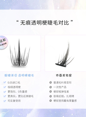 太阳花黑色透明梗 分段式嫁接假睫毛柔软卷翘新手经典