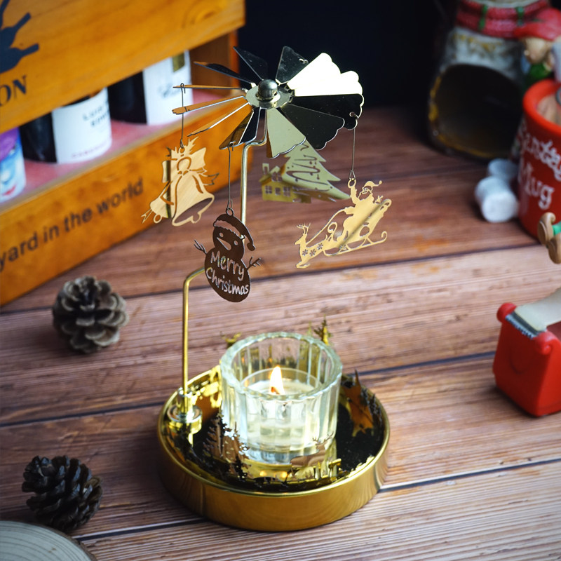 圣诞节旋转烛台走马灯装饰摆件香薰蜡烛氛围浪漫烛光晚餐道具礼物,淘宝优惠券,粉丝福利购,淘宝优惠卷