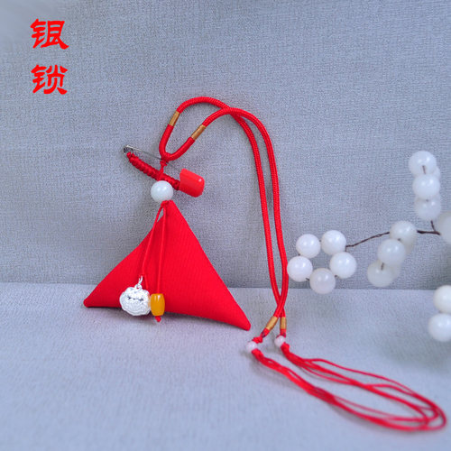 宝宝平安福袋护身符婴儿挂脖装三角随身平安符保护套空袋胎发袋 - 图0