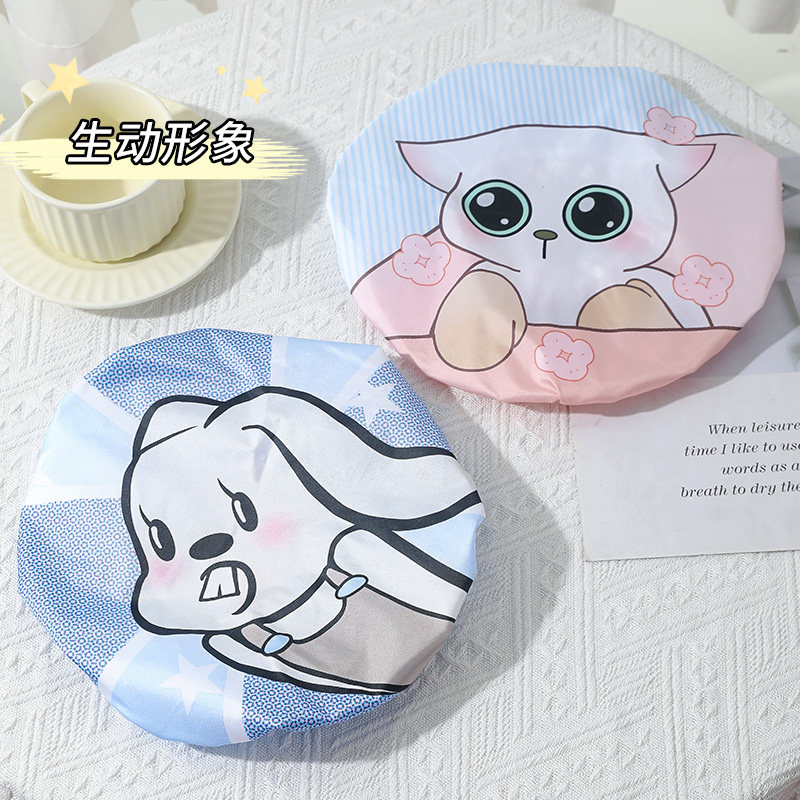 卡通加厚浴帽防水沐浴帽淋浴双层头套帽厨房防油烟帽子女士款发套,淘宝优惠券,粉丝福利购,淘宝优惠卷