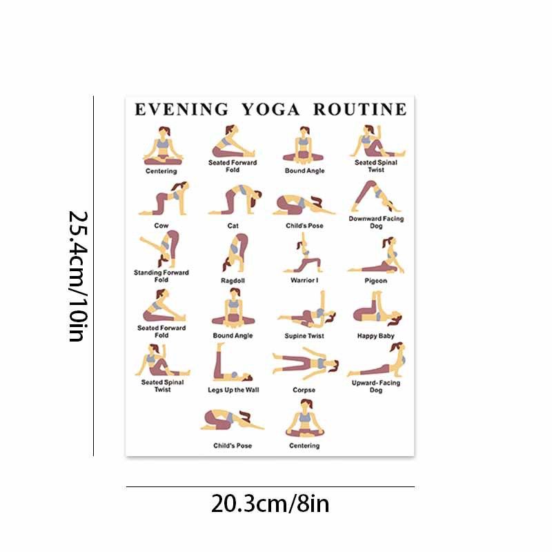 跨境英文瑜伽动作海报晨昏双模式瑜伽练习墙贴体式引导挂图装饰,淘宝优惠券,粉丝福利购,淘宝优惠卷