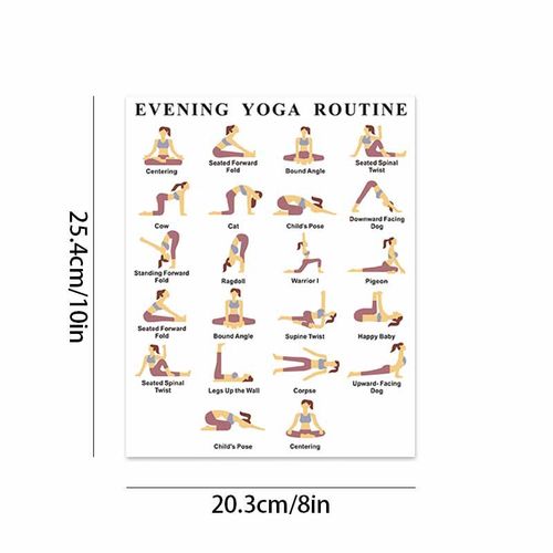 跨境英文瑜伽动作海报晨昏双模式瑜伽练习墙贴体式引导挂图装饰 - 图0