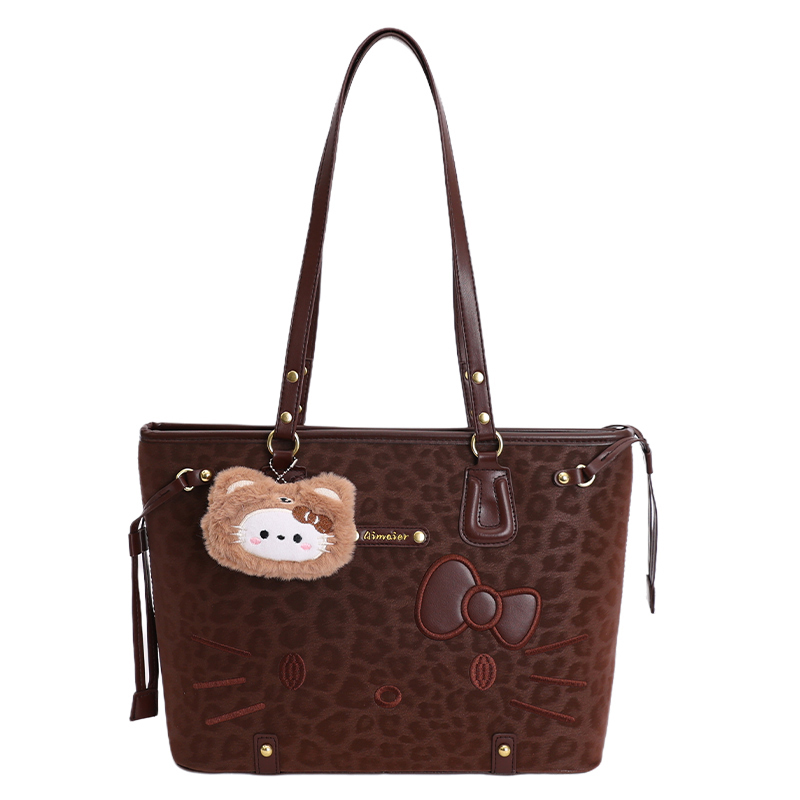 时尚大容量豹纹包包女2025新款通勤百搭单肩包大学生上课包托特包 - 图3