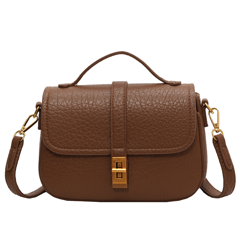 流行棕色小包包女2025新款秋冬季复古小拎包单肩斜挎包手提小方包 - 图3