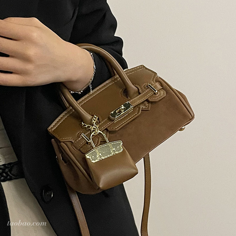 秋冬季复古美拉德棕色小包包女2025新款通勤百搭斜挎包手提铂金包,淘宝优惠券,粉丝福利购,淘宝优惠卷