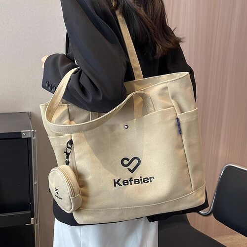 帆布包包女大容量2026新款上班手提单肩大学生上课布包通勤托特包 - 图2