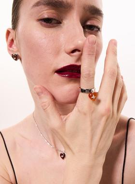 【官方直营】FANGFANGMARCEAU“当红不让”S925银红玛瑙爱心项链