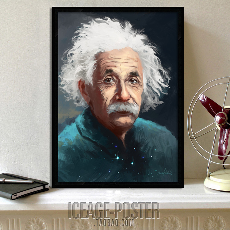 Albert Einstein 爱因斯坦 酒吧装饰画 科学家 教室壁画挂画书房 - 图0