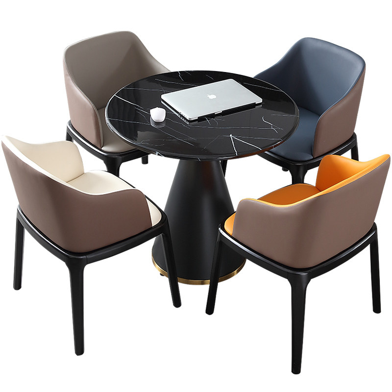 岩板洽谈桌椅组合轻奢大理石小圆桌简约售楼处会客谈判休闲接待桌,淘宝优惠券,粉丝福利购,淘宝优惠卷