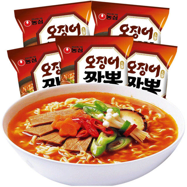5 bags of Nongshim squid seafood noodles imported from South Korea