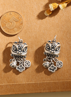 999足银纯银醒狮项链吊坠挂坠手