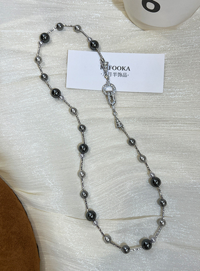 紫色黑灰混彩满天星珍珠项链