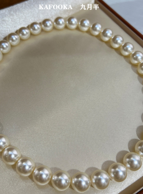 奥地利天然黑贝壳扣珍珠项链