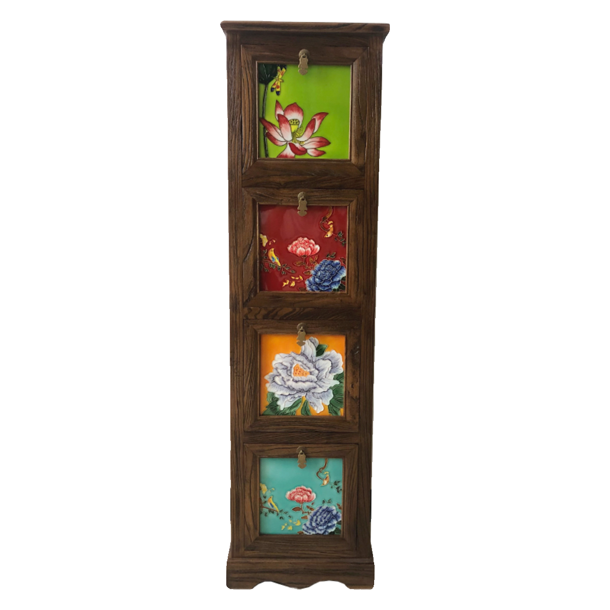 [绘陶家居]立体浮雕手绘陶瓷镶嵌老榆木实木收纳储物柜复古柜斗柜,淘宝优惠券,粉丝福利购,淘宝优惠卷