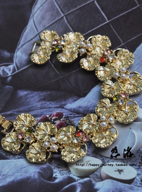 vintage复古巴洛克风女耳夹珍珠