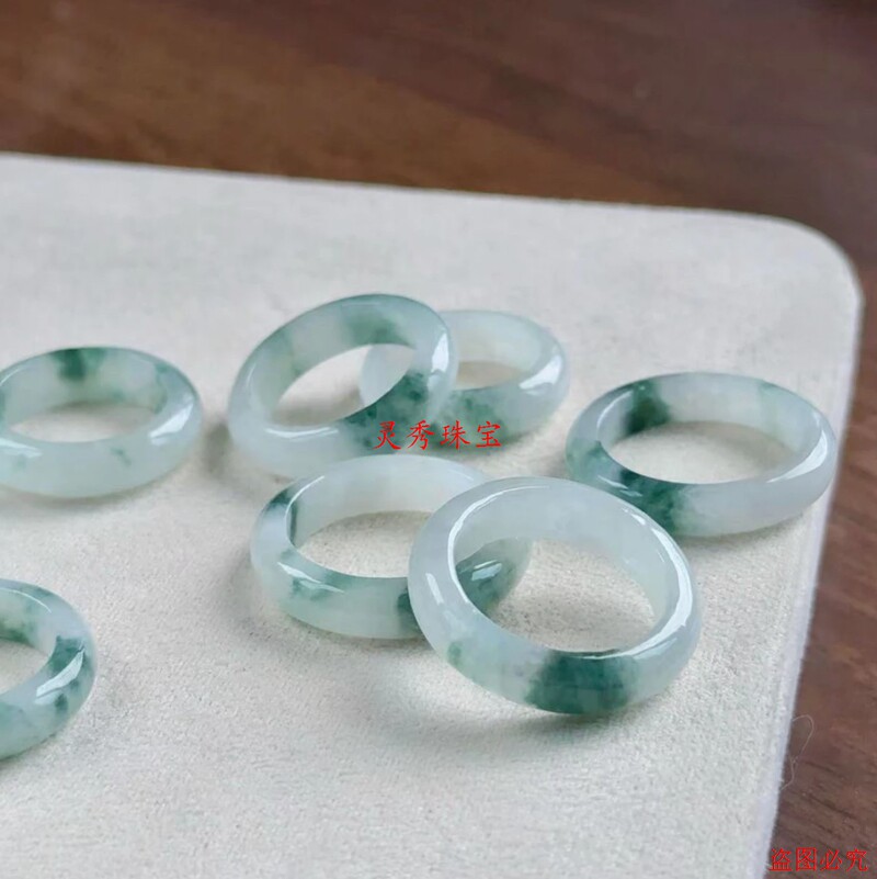 Myanmar Jade Ice Flower Ring for Men and Women